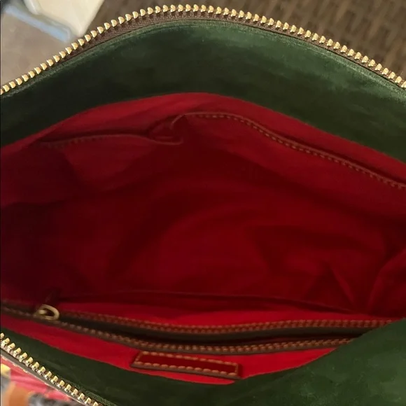 Dooney & Bourke Red Leather Shoulder Bag with Gold Accents - Picture 8 of 8